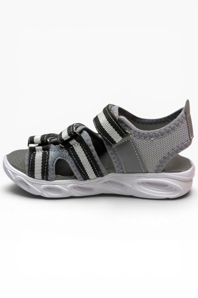 Arzen Bebe 231-26 3 Cırtlı Anatomik Çocuk Sandalet Gri Gümüş 31-35