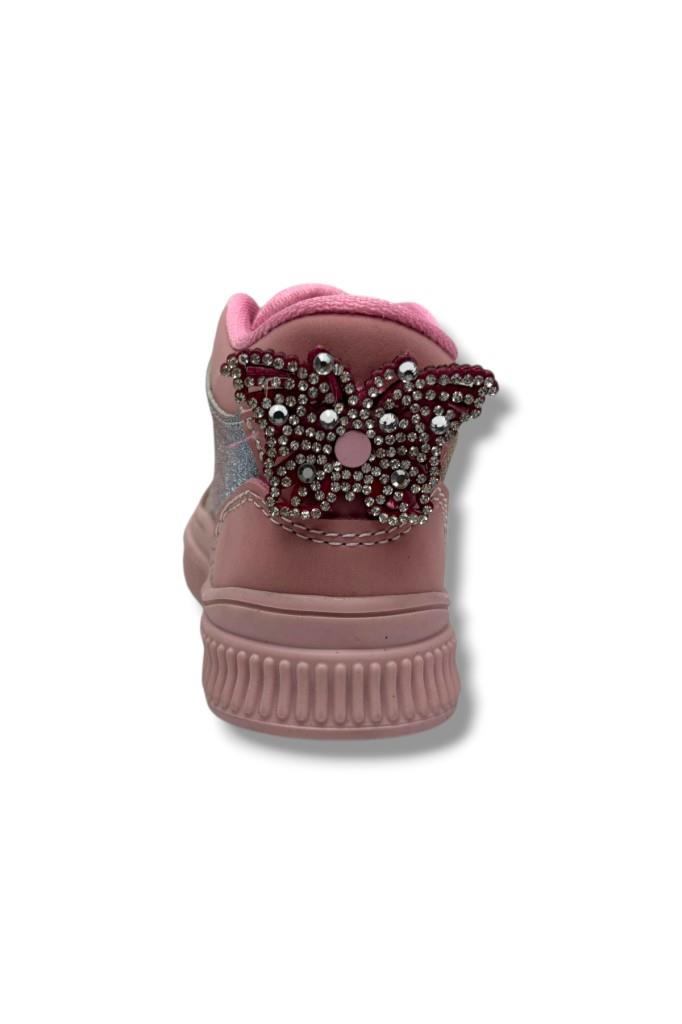 Arzen Bebe 650-26 Simli Deri Sıcak Astar Anatomik Çift Cırtlı Kız Çocuk Bot Pembe Renkli  22-25