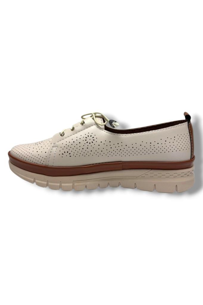 Ayzen 1029-26 Cilt Deri  Lazerli Taşlı Anatomik Taban Kadın Ayakkabı