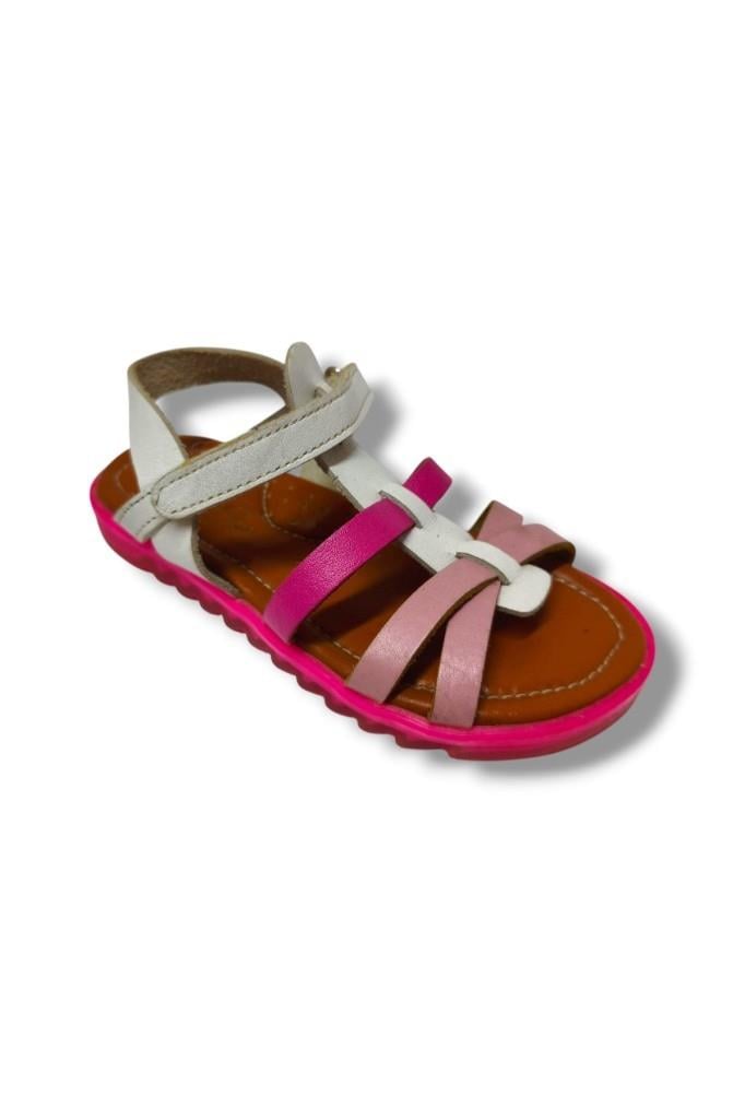 Bagcı 3046-20 Çapraz Cırtlı Kız Çocuk Sandalet Pembe Beyaz 26-30