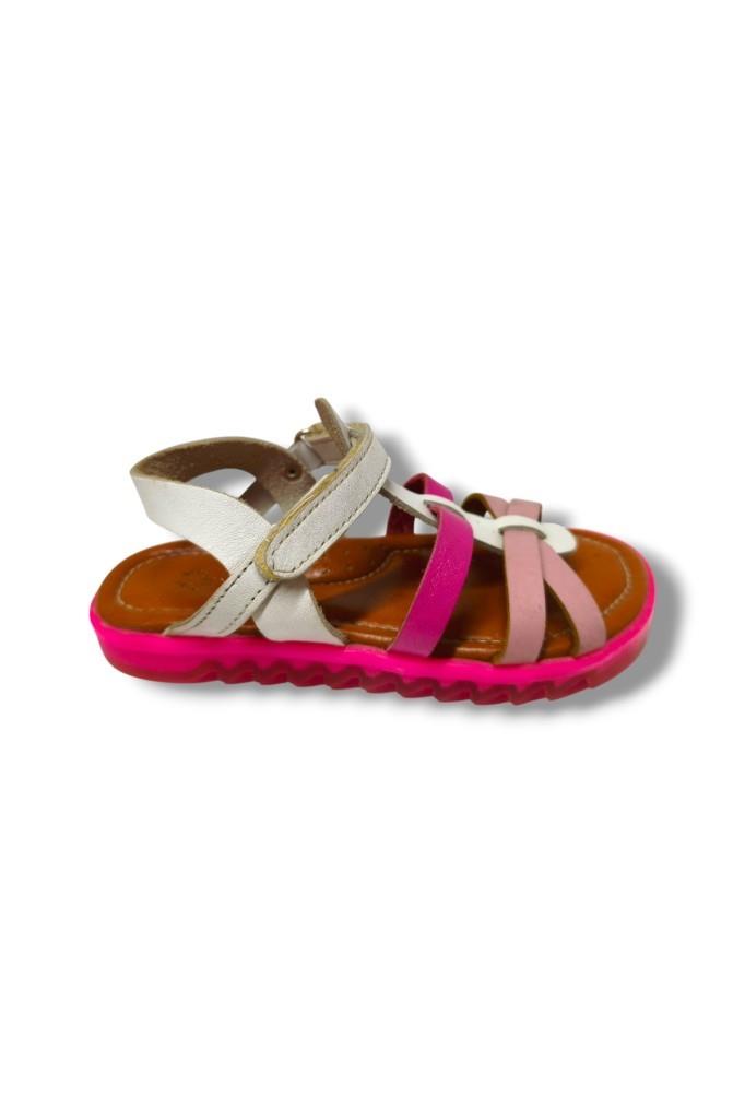 Bagcı 3046-20 Çapraz Cırtlı Kız Çocuk Sandalet Pembe Beyaz 26-30