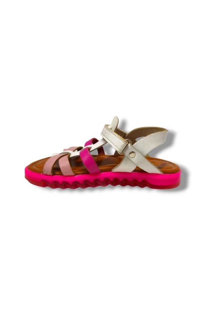 Bagcı 3046-20 Çapraz Cırtlı Kız Çocuk Sandalet Pembe Beyaz 26-30