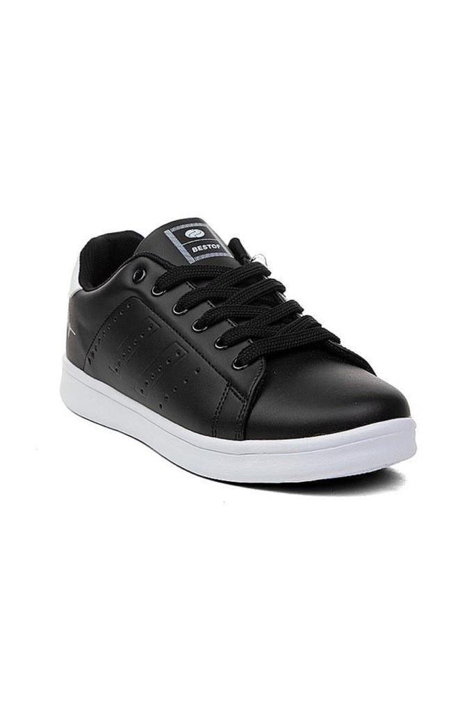 Best Of 041-25 Deri Anatomik Erkek Sneaker Siyah Beyaz