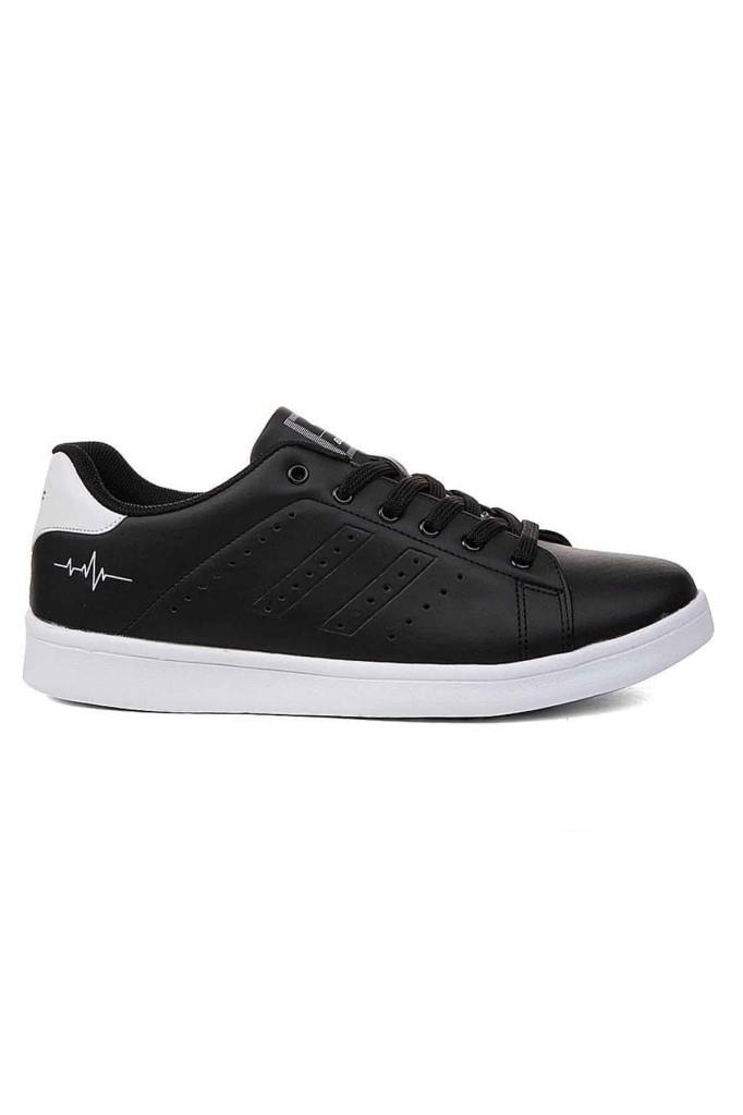 Best Of 041-26 Deri Anatomik Erkek Sneaker Siyah Beyaz 45-47