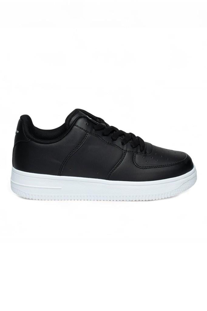 Best Of 042-25 Deri Anatomik Bağcıklı Sneaker Siyah Beyaz 36-40