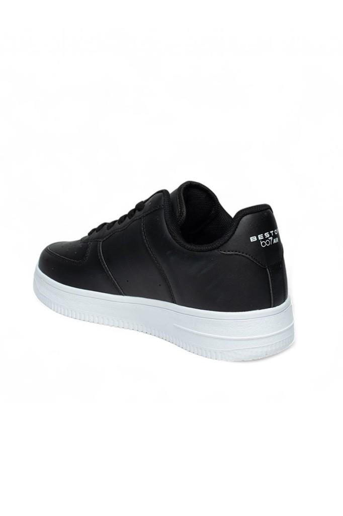 Best Of 042-25 Deri Anatomik Bağcıklı Sneaker Siyah Beyaz 36-40