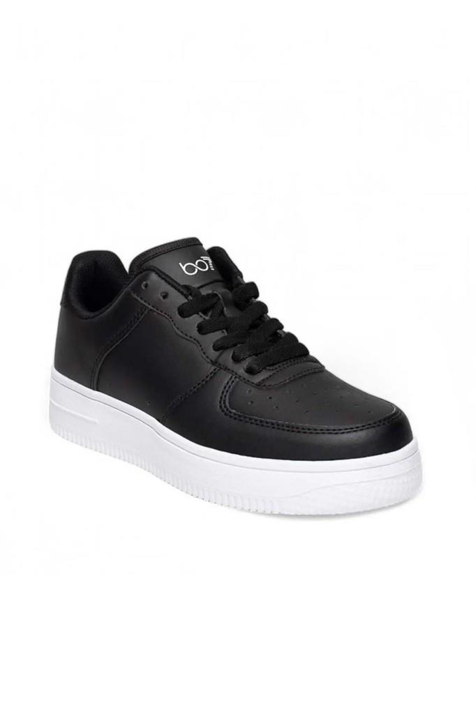 Best Of 042-26 Deri Anatomik Bağcıklı Erkek Sneaker Siyah Beyaz
