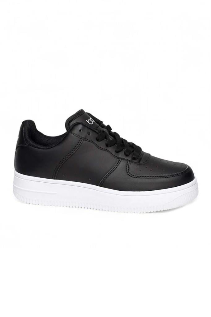 Best Of 042-26 Deri Anatomik Bağcıklı Erkek Sneaker Siyah Beyaz