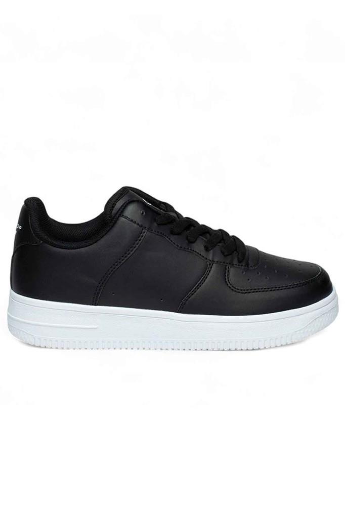 Best Of 042-26 Deri Anatomik Bağcıklı Sneaker Siyah Beyaz 36-40