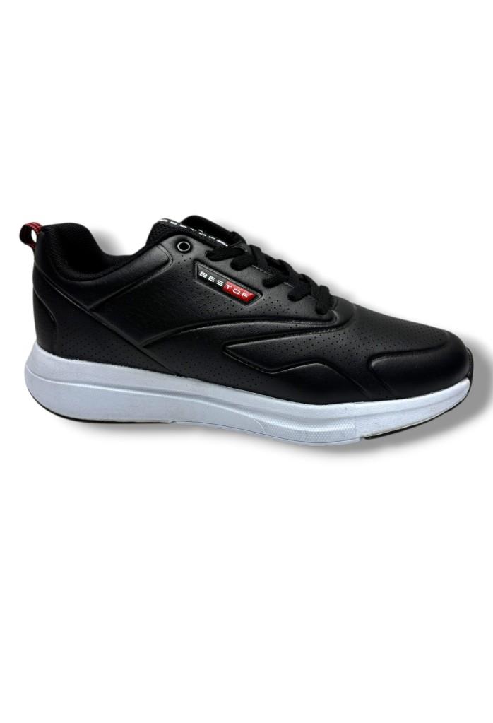 Best Of 129-26 Cilt Deri Anatomik Erkek Sneaker Siyah Beyaz