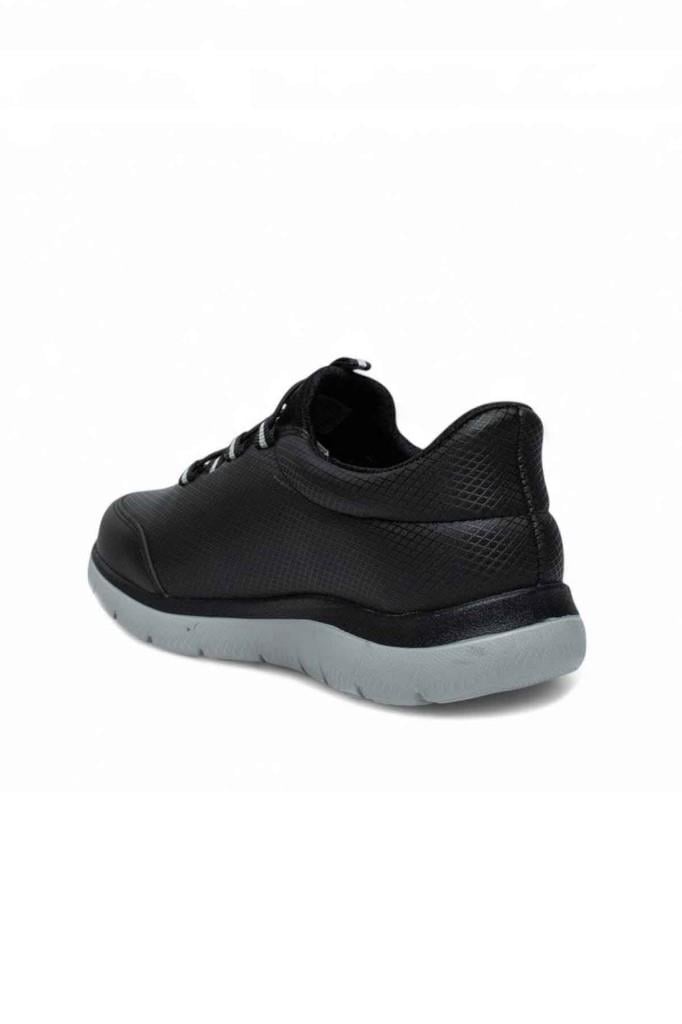 Best Of 2012-26 Baskı Deri Anatomik Slip On Erkek Sneaker Siyah-Buz