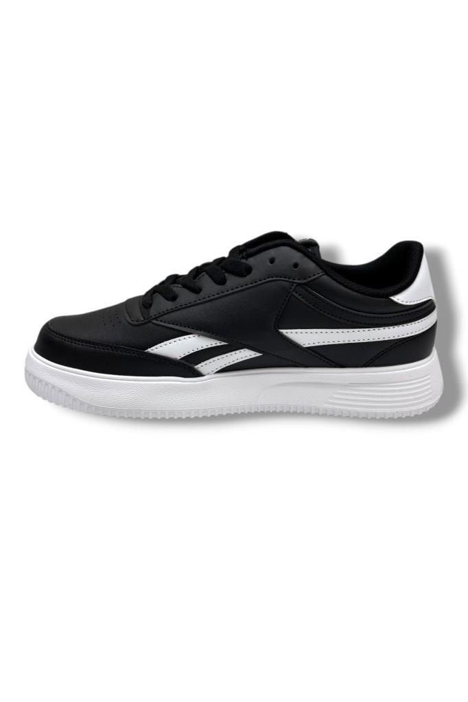 Best Of 2014-26 Cilt Deri Anatomik Bağcıklı Erkek Sneaker Siyah Beyaz