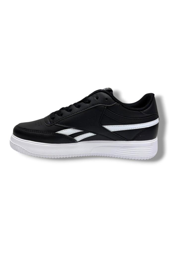 Best Of 2014-26 Cilt Deri Anatomik  Bağcıklı Sneaker Siyah Beyaz 36-40