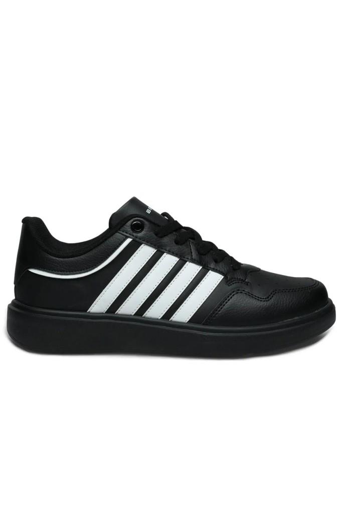 Best Of 2079-26 Cilt Deri Anatomik Erkek Sneaker Siyah Beyaz Siyah
