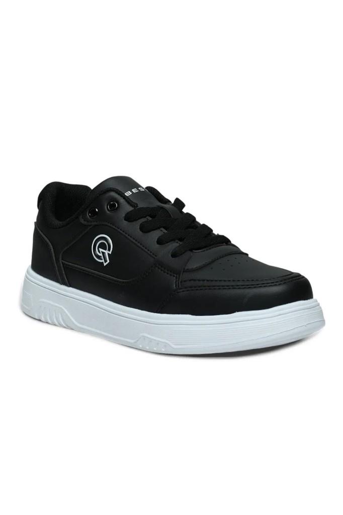 Best Of 2081-26 Cilt Deri Anatomik Bağcıklı Sneaker Siyah Beyaz 36-40