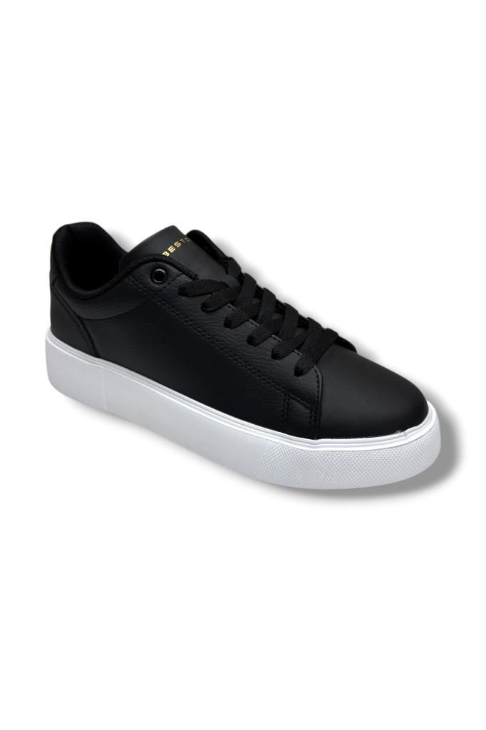 Best Of 2083-26 Baskı Deri Anatomik Erkek Sneaker Siyah Beyaz