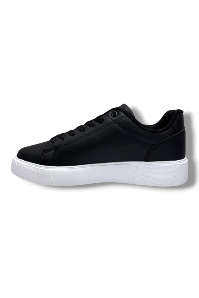Best Of 2083-26 Baskı Deri Anatomik Erkek Sneaker Siyah Beyaz