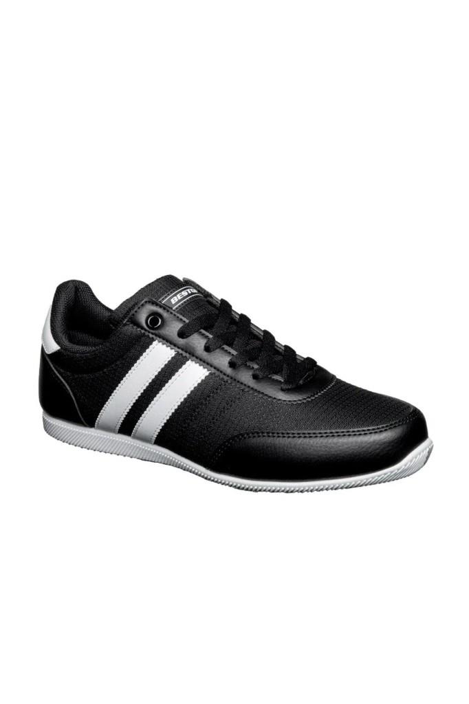 Best Of 2086-26 Cilt Deri Anatomik Erkek Sneaker Siyah Beyaz