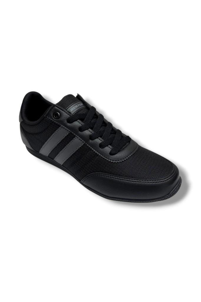 Best Of 2086-26 Cilt Deri Anatomik Erkek Sneaker Siyah Füme