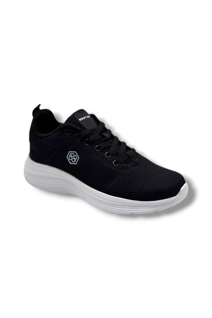 Best Of 21011-26 Anorak Anatomik Bağcıklı  Erkek Sneaker Siyah Beyaz