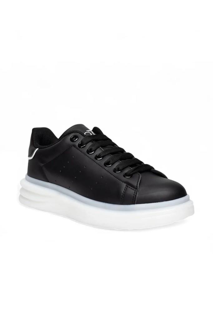 Best Of 628-26 Cilt Deri Anatomik Erkek Sneaker Siyah Beyaz
