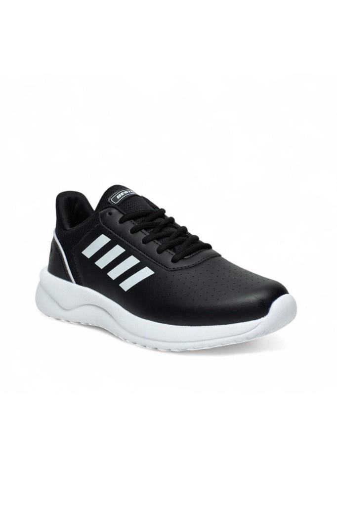 Best Of B100-26 Deri Anatomik Sneaker Siyah Beyaz 36-40