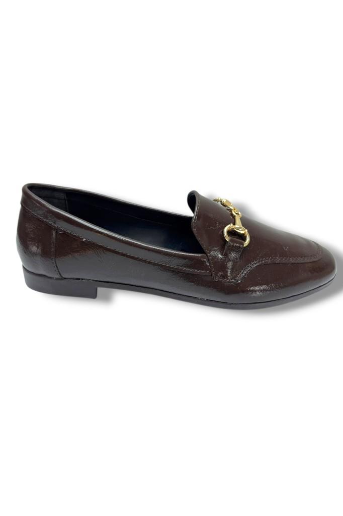 C-Shoes 228-26 Yıkama Cilt Deri İnce Metal Toka Kadın Ayakkabı