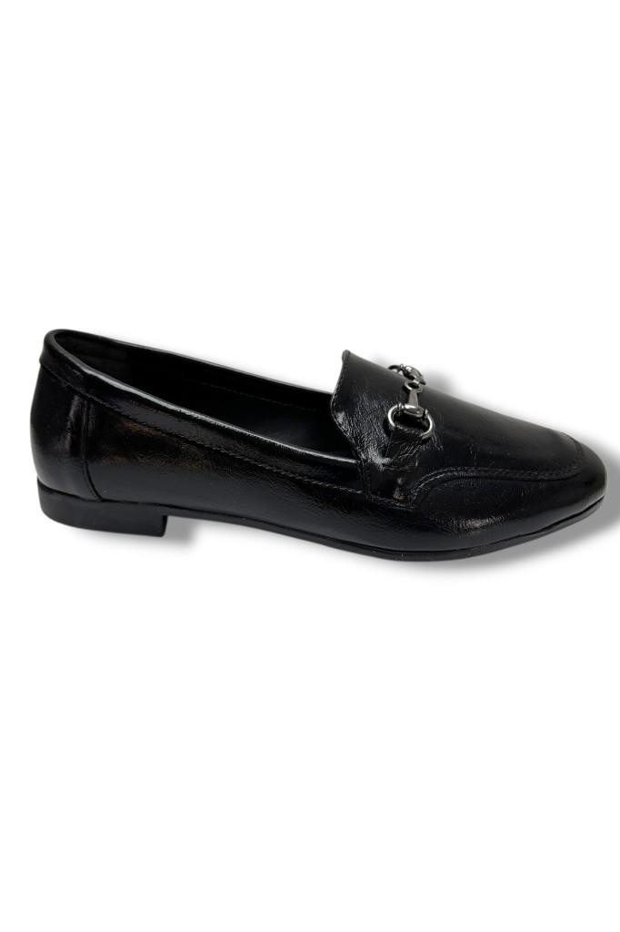 C-Shoes 228-26 Yıkama Cilt Deri İnce Metal Toka Kadın Ayakkabı