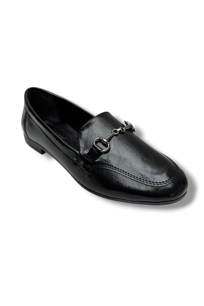 C-Shoes 228-26 Yıkama Cilt Deri İnce Metal Toka Kadın Ayakkabı