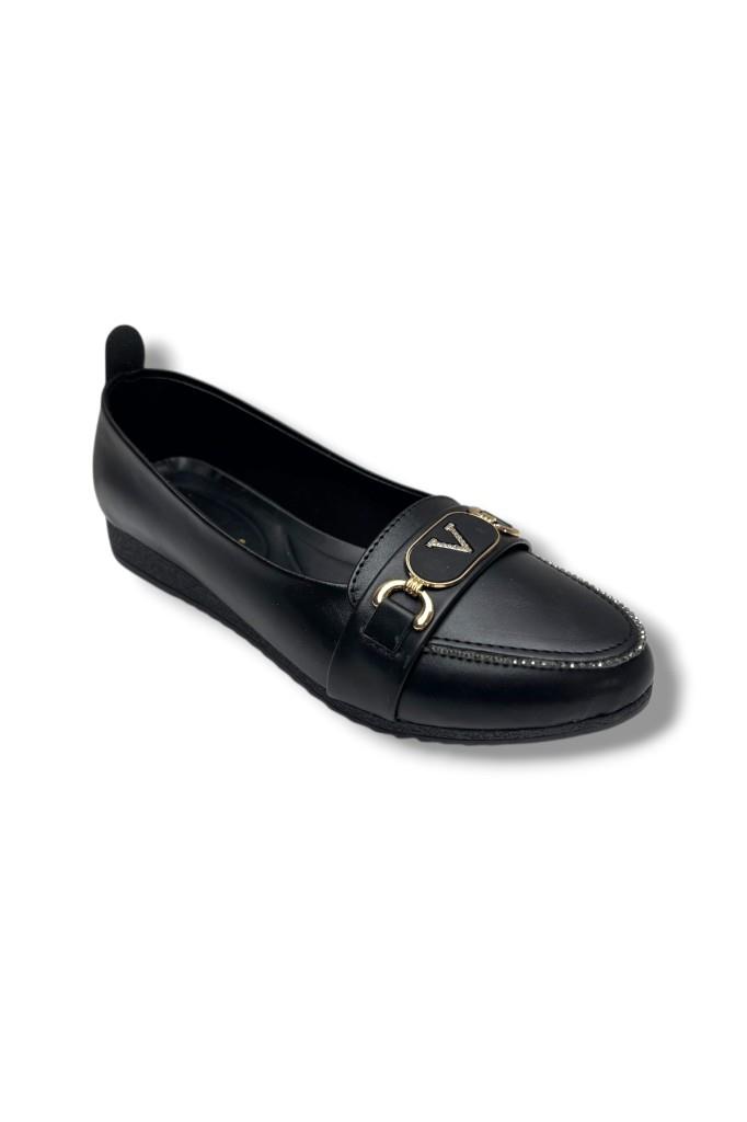 C-Shoes 3008-26 Cilt Taşlı V Toka Anatomik Kadın Babet