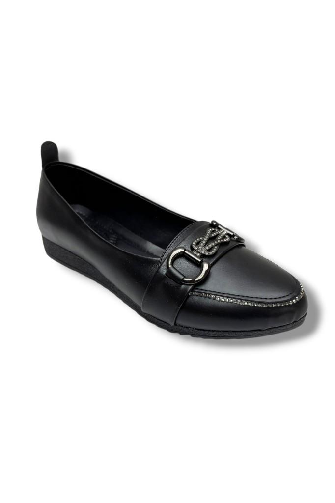 C-Shoes 3060-26 Cilt Deri Taşlı Toka Kadın Ayakkabı