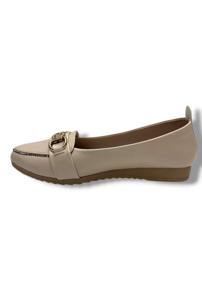 C-Shoes 3060-26 Cilt Deri Taşlı Toka Kadın Ayakkabı