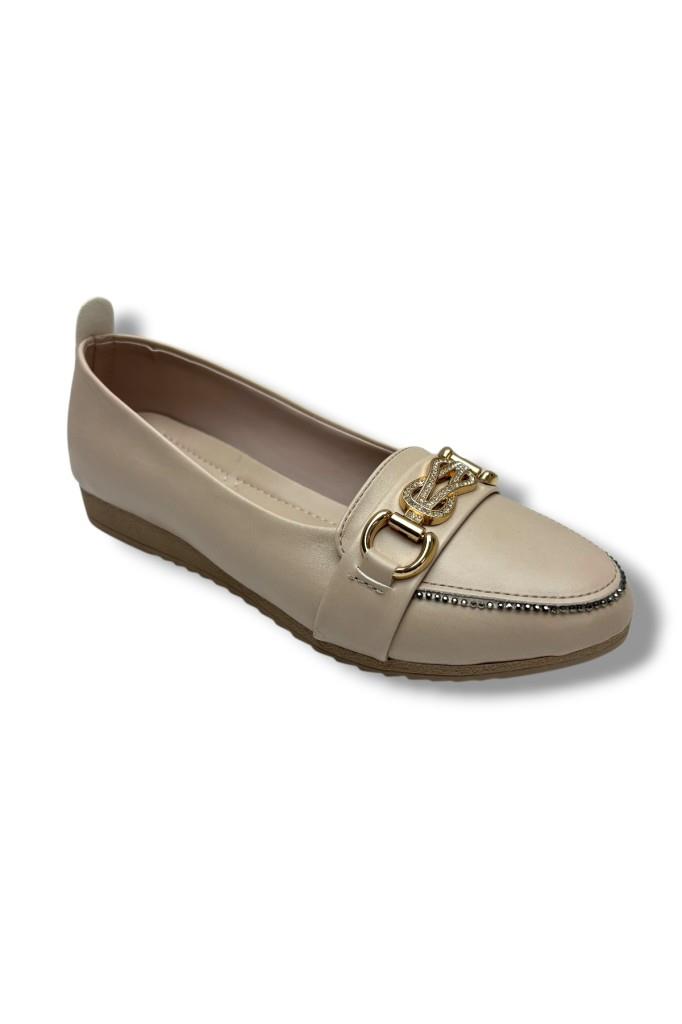 C-Shoes 3060-26 Cilt Deri Taşlı Toka Kadın Ayakkabı
