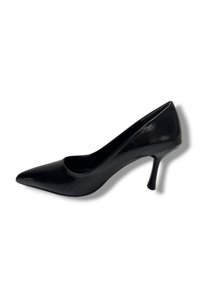 C-Shoes 3149-26 Kırışık Rugan Deri Orta Boy İnce Topuk Kadın Stiletto