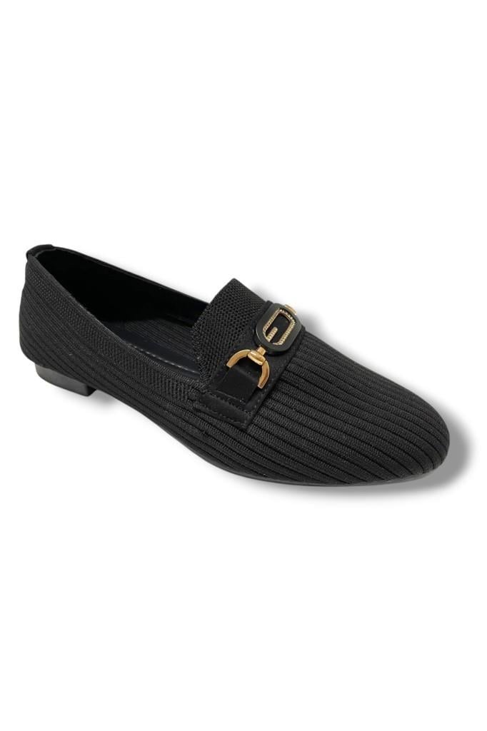 C-Shoes 3160-25 Triko G Elips Taşlı Toka Kadın Babet