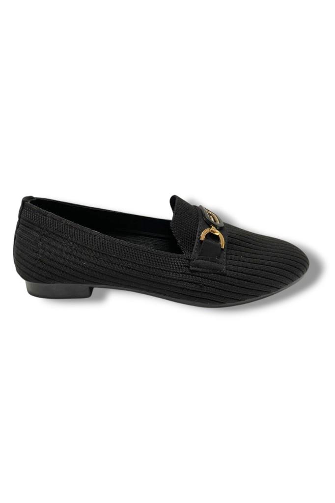 C-Shoes 3160-25 Triko G Elips Taşlı Toka Kadın Babet