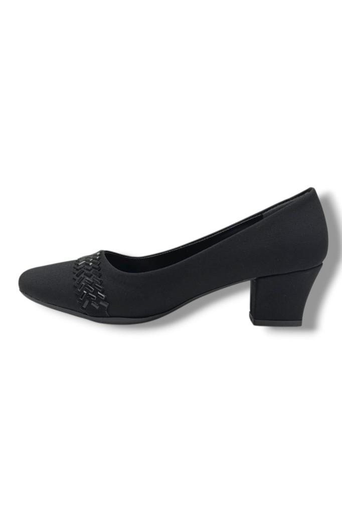 C-Shoes 7305-26 Mat Saten Bant Taşlı Kısa Kalın Topuk Kadın Ayakkabı