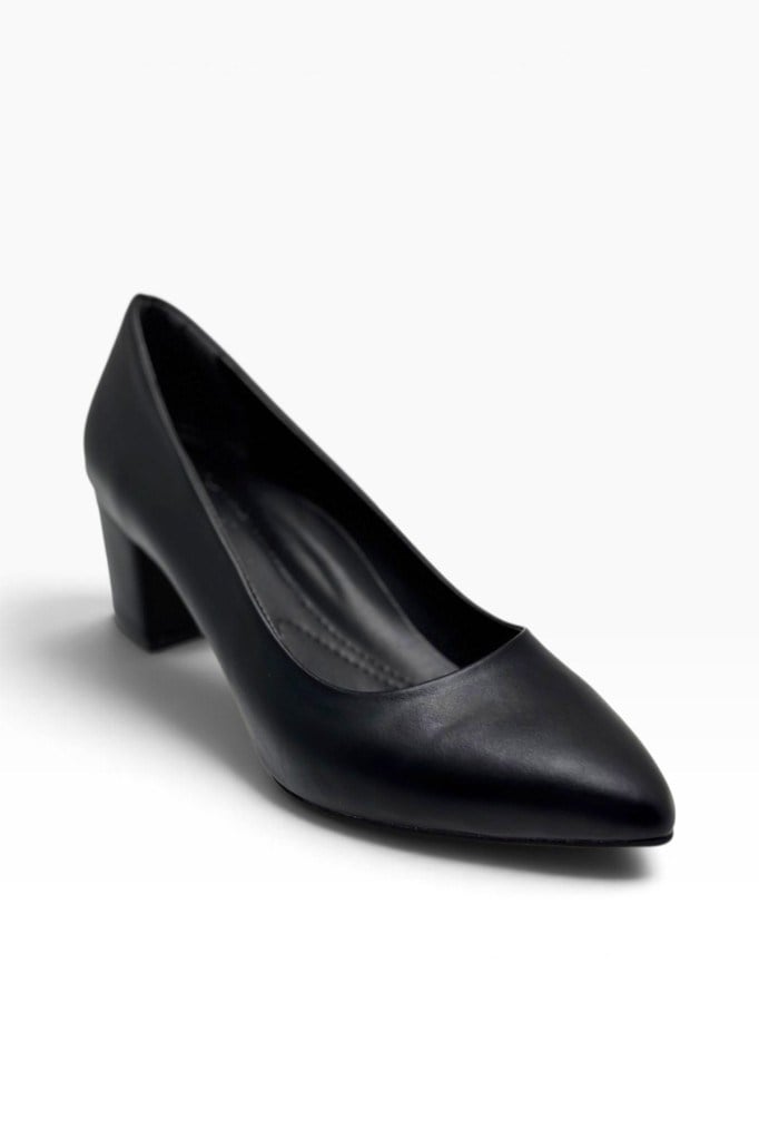 C-Shoes CV100-27 Cilt Deri Sivri Burun Kalın Topuklu Kadın Ayakkabı(6cm) 41-42