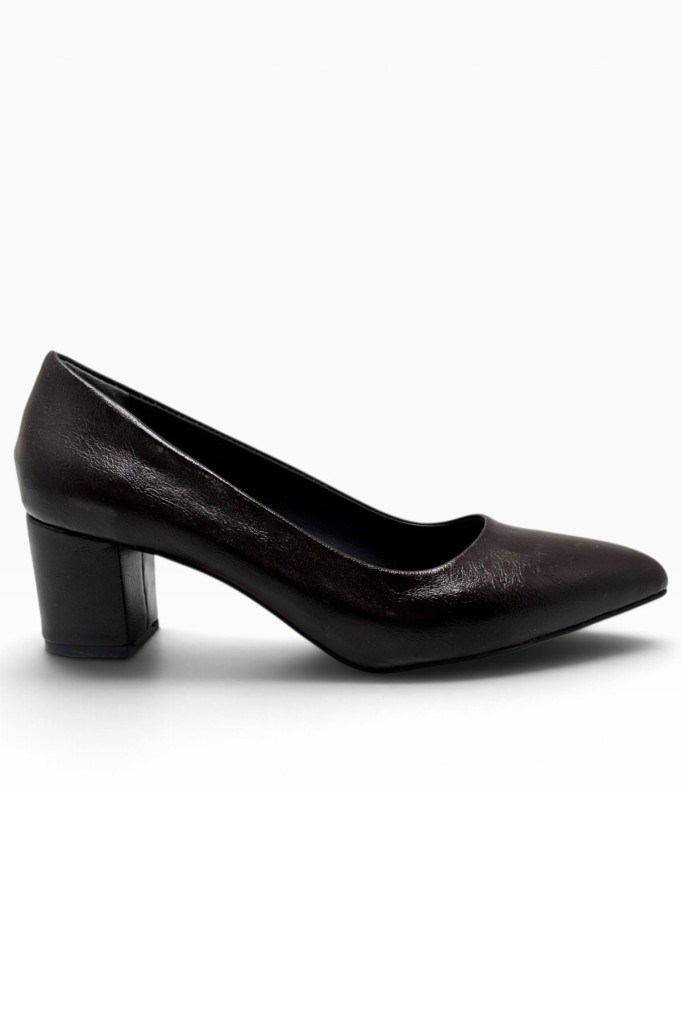 C-Shoes CV100-27 Sıvama Deri Sivri Burun Kalın Topuklu Kadın Ayakkabı(6cm) 41-42