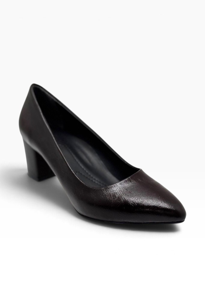 C-Shoes CV100-27 Sıvama Deri Sivri Burun Kalın Topuklu Kadın Ayakkabı(6cm) 41-42