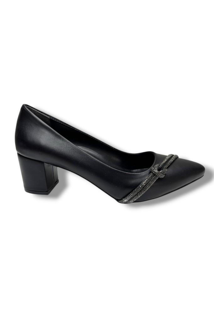 C-Shoes CV137-26 Cilt Deri Düğüm Taşlı Kalın Topuk Kadın Ayakkabı 41-42