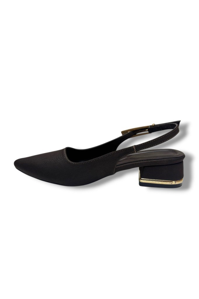 C-Shoes HK800-26 Süet Kısa Kare Topuk Arkası Açık Kadın Ayakkabı