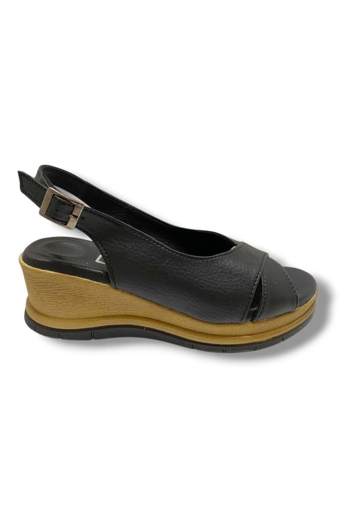 C-Shoes KA06-25 Deri Anatomik Dolgu Topuk Kadın Sandalet
