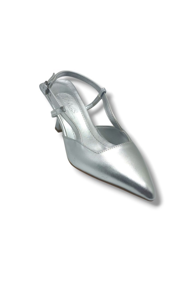 C-Shoes NB100-26 Parlak Metalik Deri İnce Kısa Topuklu Kadın Stiletto