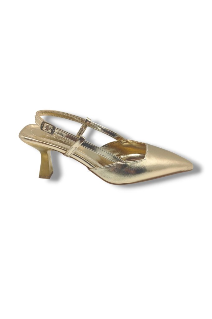 C-Shoes NB100-26 Parlak Metalik Deri İnce Kısa Topuklu Kadın Stiletto
