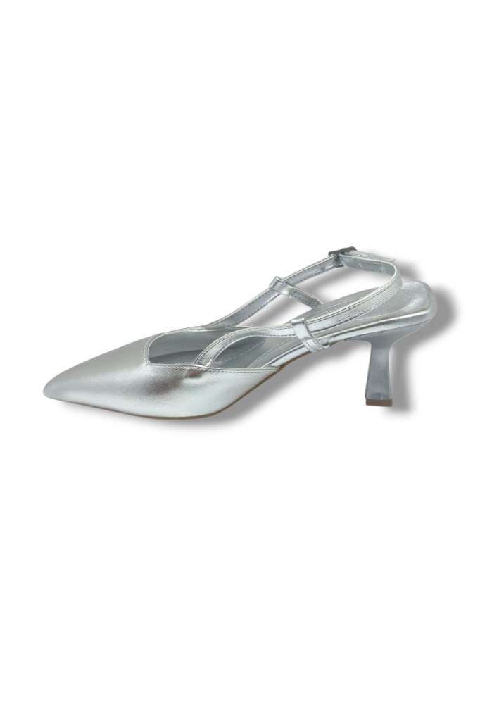 C-Shoes NB100-26 Parlak Metalik Deri İnce Kısa Topuklu Kadın Stiletto