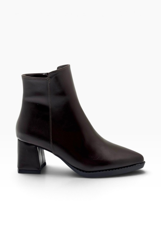 C-Shoes NB700-27 Sıvama Deri Kalın Topuklu Kadın Bot(6,5cm)
