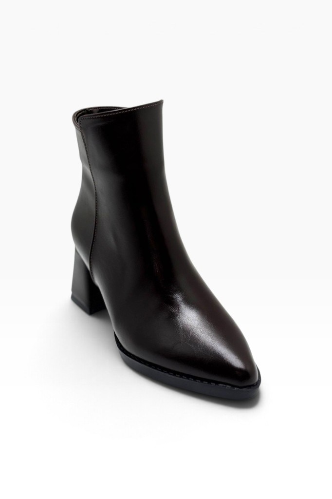 C-Shoes NB700-27 Sıvama Deri Kalın Topuklu Kadın Bot(6,5cm)