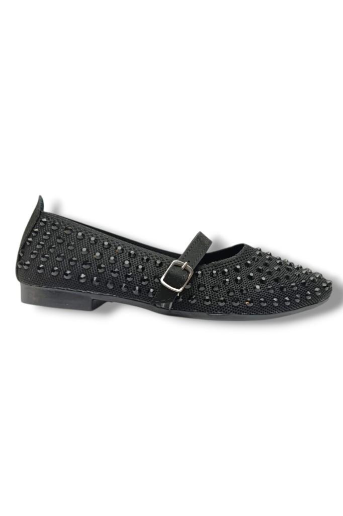 C-Shoes SG3170-26 Triko Kemerli Full Taşlı Kadın Babet