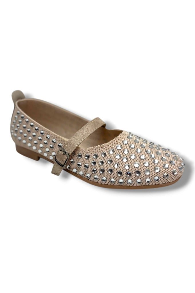 C-Shoes SG3170-26 Triko Kemerli Full Taşlı Kadın Babet